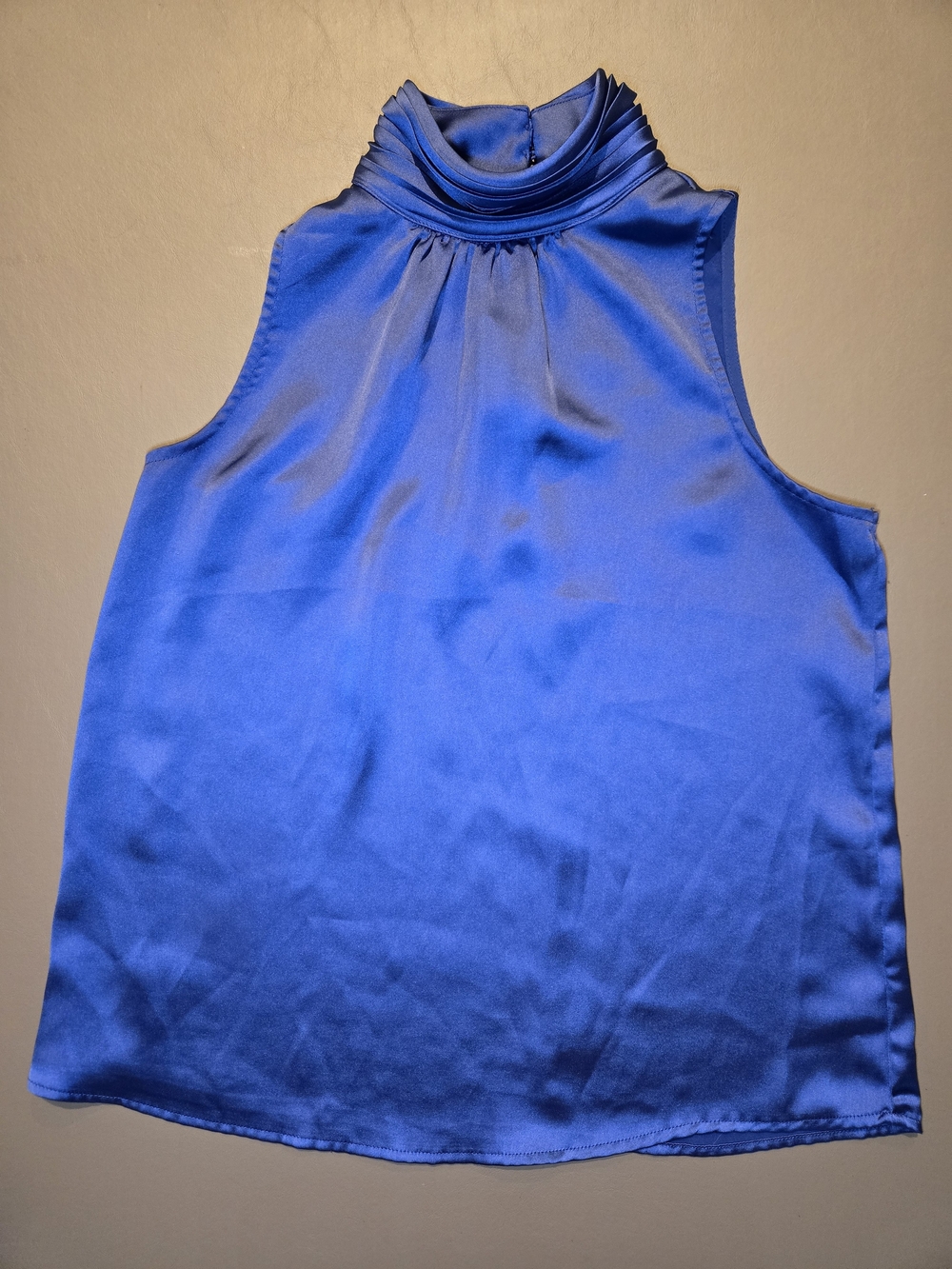 Rachel Zoe Sleeveless High-Neck Satin Shell in Blue